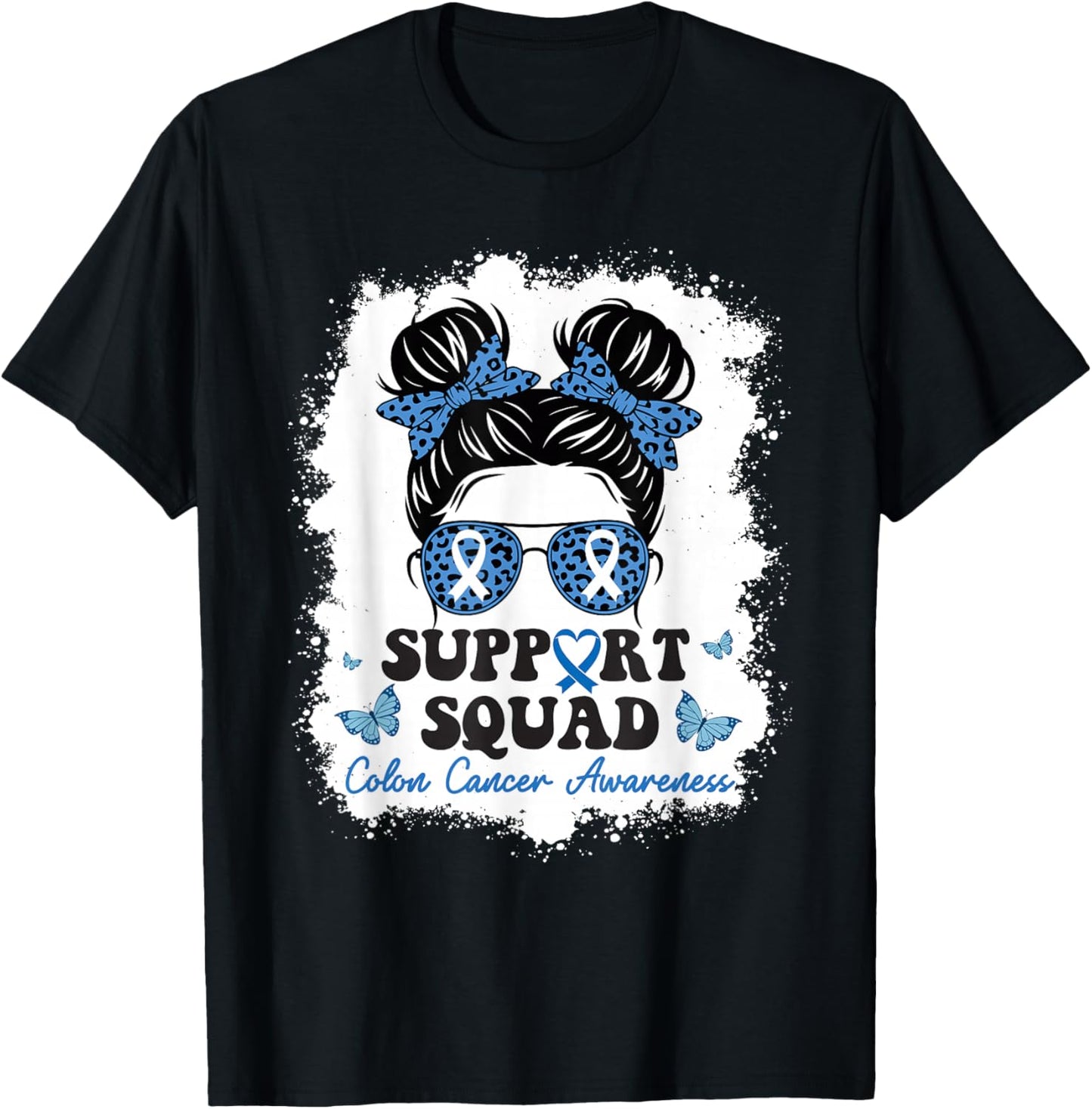 Colorectal Colon Cancer Awareness Month Cancer Messy bun T-Shirt - T-Shirt | Black