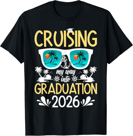 Cruising Into Graduation Cruise 2026 Graduate Cruise Trip T-Shirt - T-Shirt | Black
