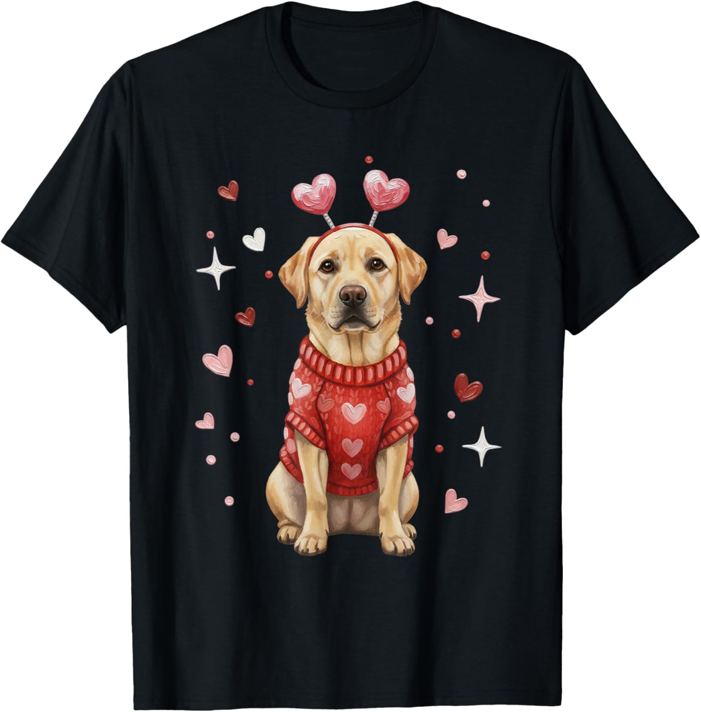 Cute Labrador Retriever Valentine Heart Valentines Day T-Shirt - T-Shirt | Black