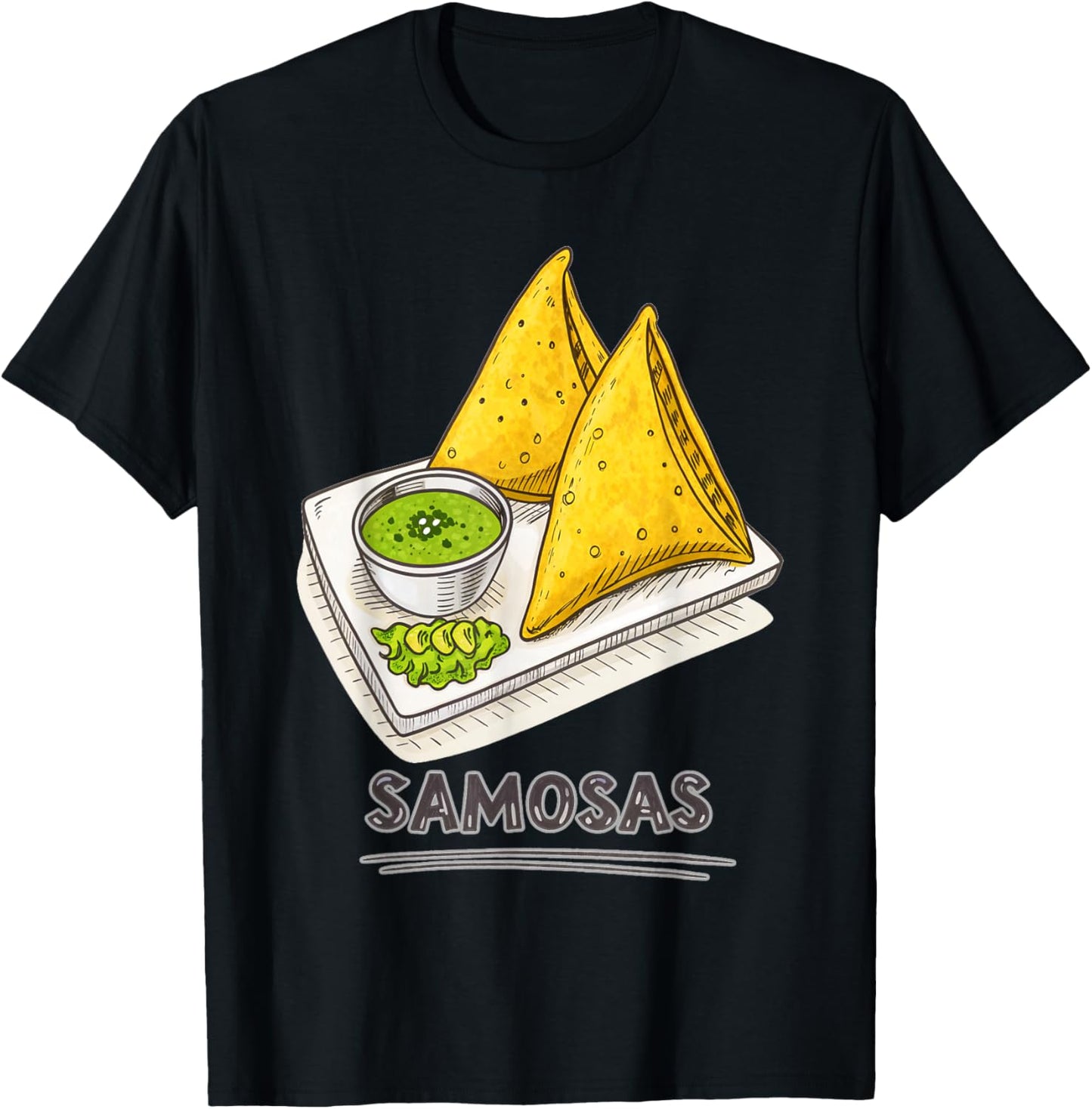Funny Samosa Lover Indian Snack Foodie Samosas T-Shirt - T-Shirt | Black