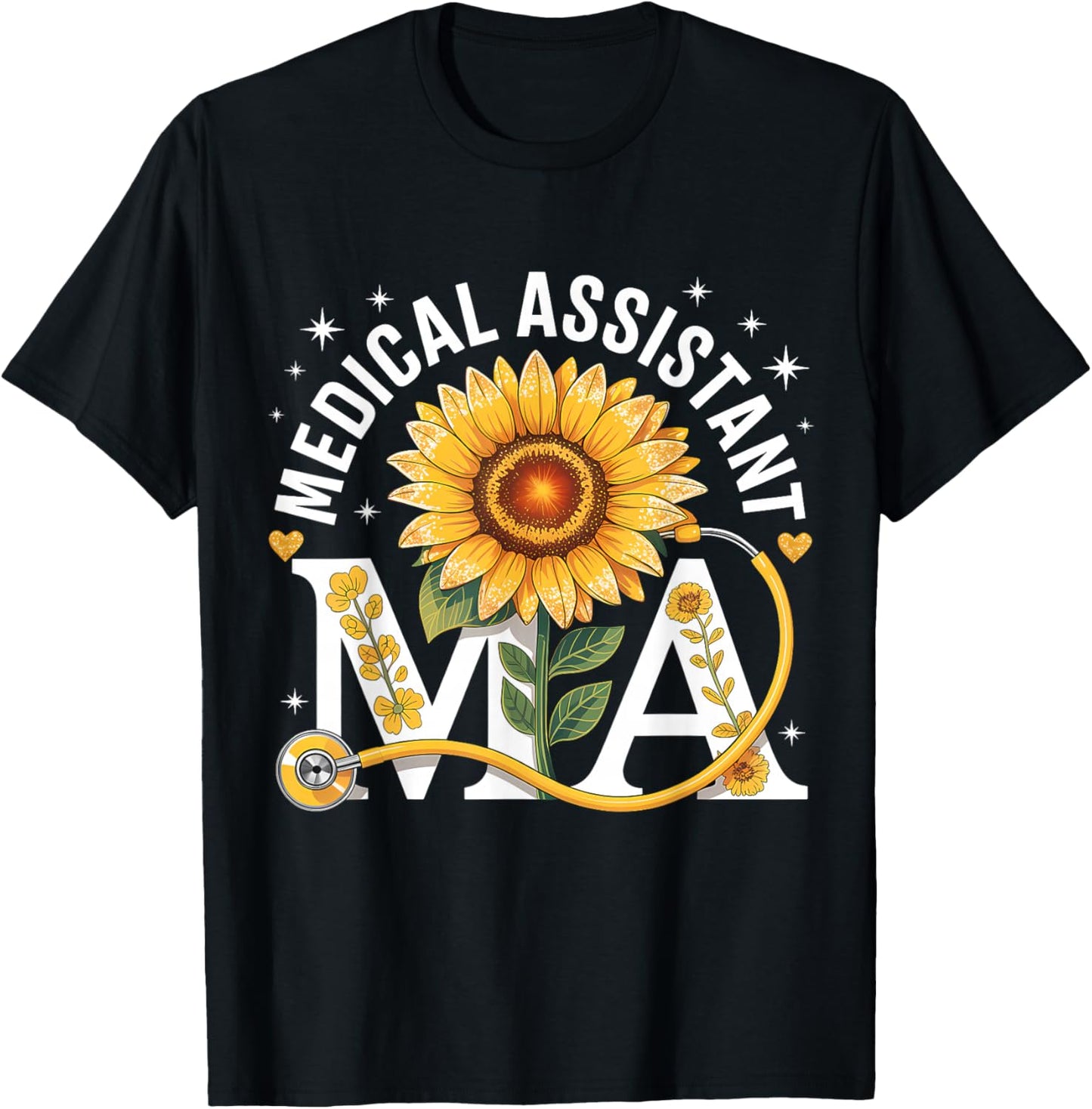 Medical Assistant Sunflower T-Shirt - T-Shirt | Black