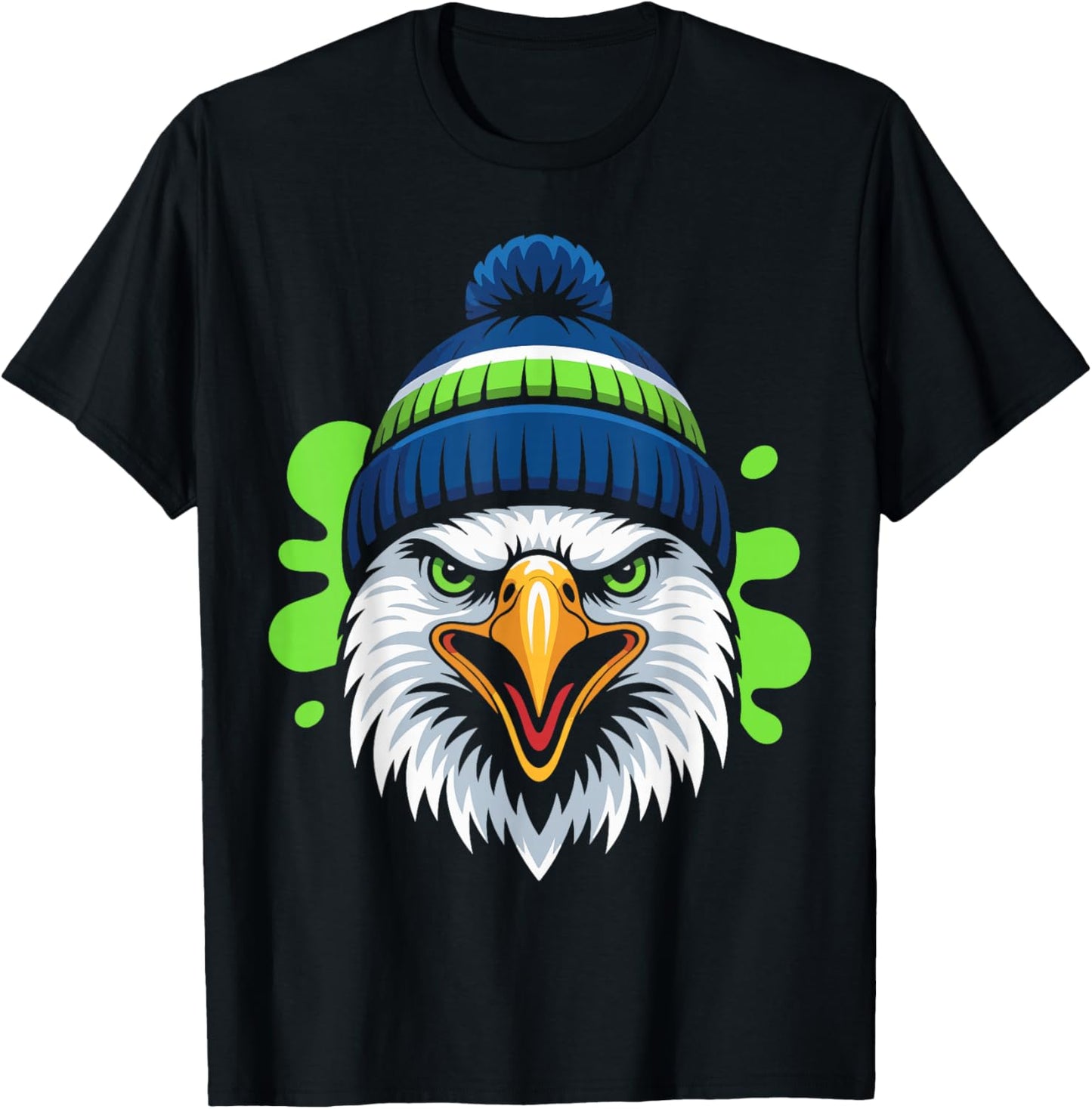 Bold Graphic Splash Eagle Artwork T-Shirt - T-Shirt | Black