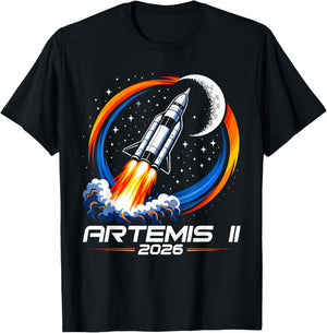Artemis II Launch The Moon Launch 2026 Artemis 2 Rocket USA T-Shirt - T-Shirt | Black