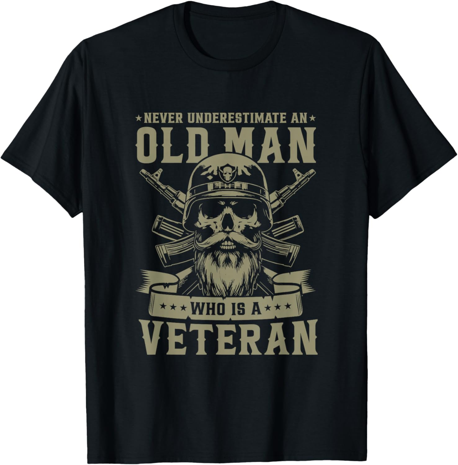 Never Underestimate an Old Man Who is A Veteran Soldier T-Shirt - T-Shirt | Black