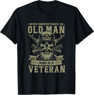 Never Underestimate an Old Man Who is A Veteran Soldier T-Shirt - T-Shirt | Black