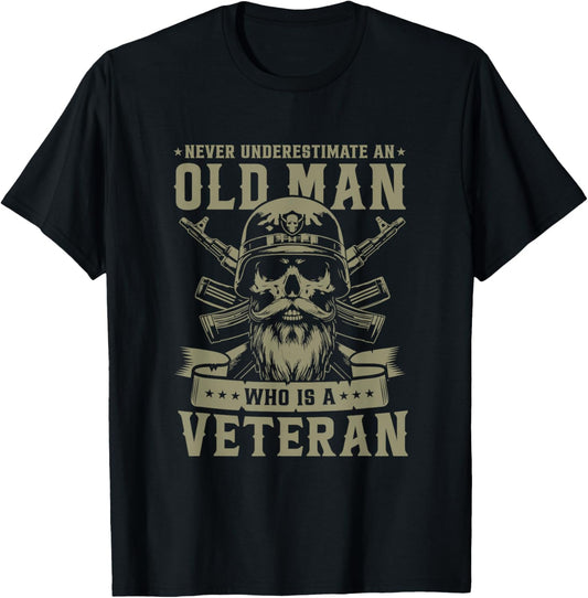 Never Underestimate an Old Man Who is A Veteran Soldier T-Shirt - T-Shirt | Black