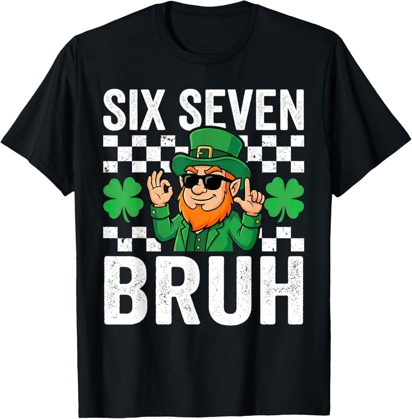 Boys St Patricks Day 6 7 Six Seven 67 Kids Girls Shamrock T-Shirt - T-Shirt | Black