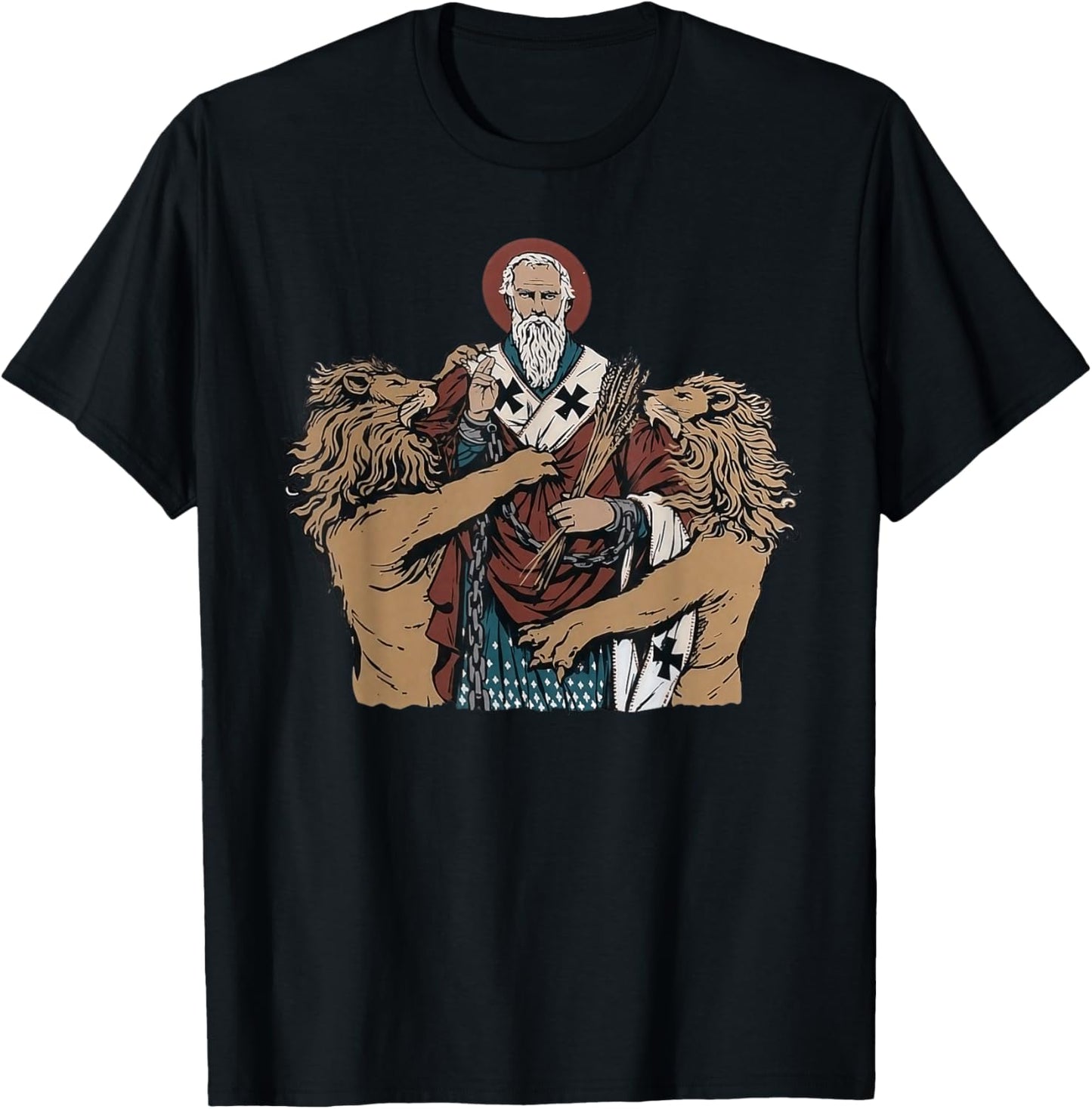 Saint Ignatius of Antioch Catholic Devotional Artwork T-Shirt - T-Shirt | Black