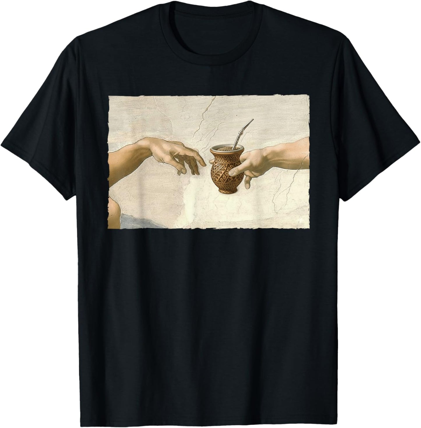 Yerba Mate Lover Argentina Yerba Mate The Creation of Adam T-Shirt - T-Shirt | Black
