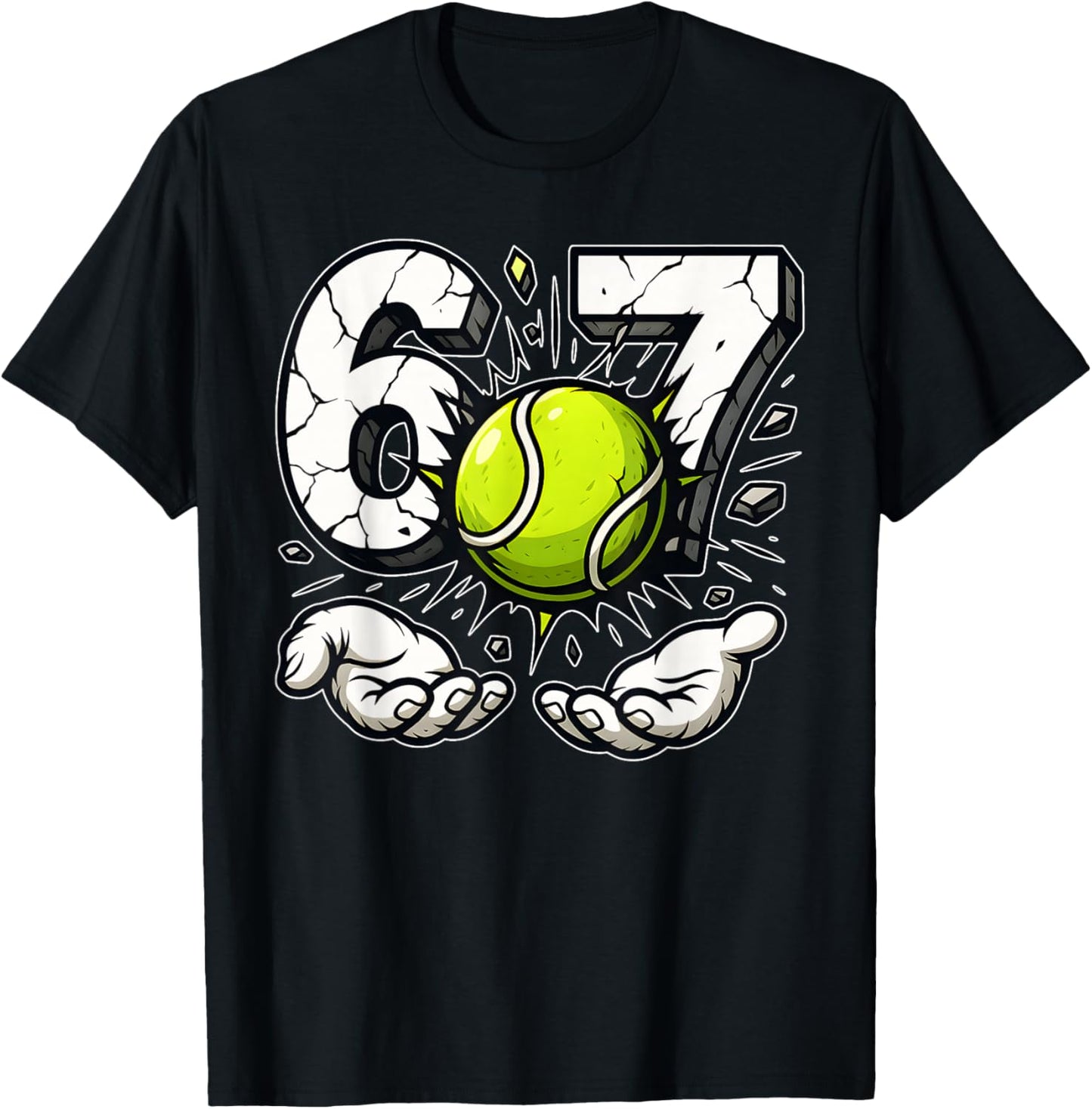 Tennis Smash 67 Six Seven Gen Alpha Slang Meme 67th Birthday T-Shirt - T-Shirt | Black