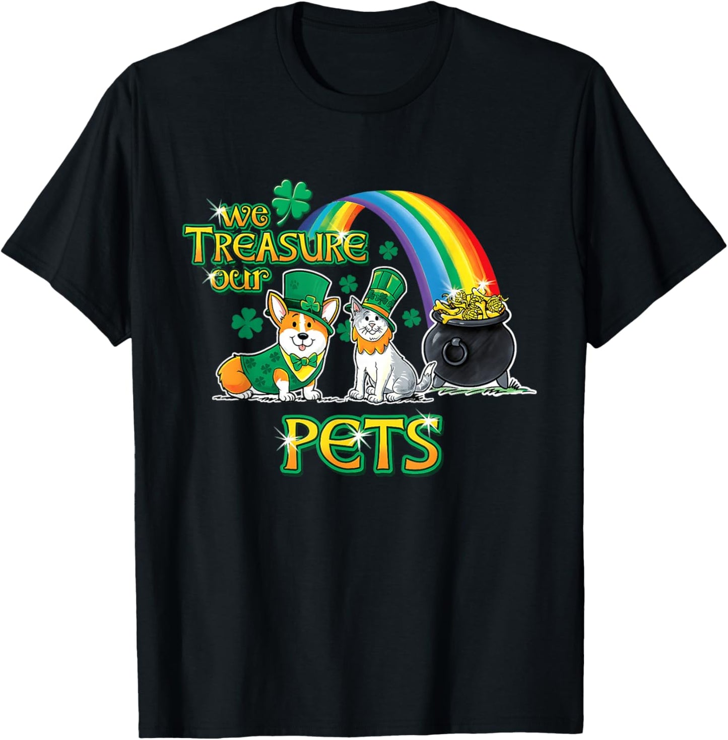 We Treasure Our Pets St Patrick Day Vet Tech Veterinarian T-Shirt - T-Shirt | Black