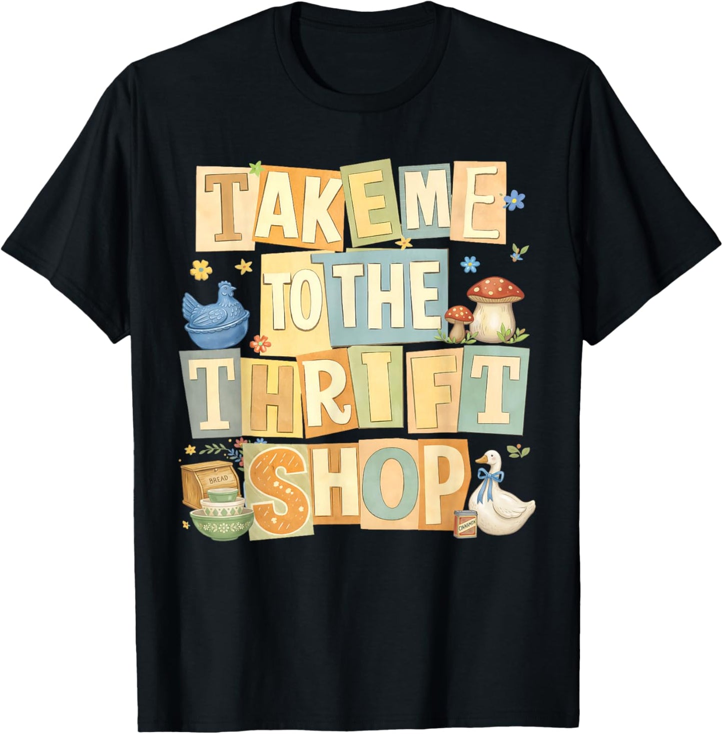 Vintage Thrifting Take Me to The Thrift Shop Thrifted Goose T-Shirt - T-Shirt | Black