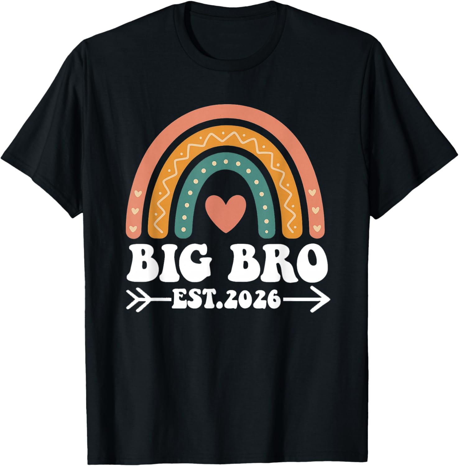 Big Bro Est 2026 New Big Brother Announcement Rainbow Groovy T-Shirt - T-Shirt | Black