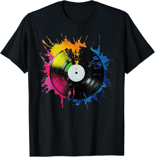 Music Lover DJ Turntable Retro Vintage Vinyl Record Player T-Shirt - T-Shirt | Black