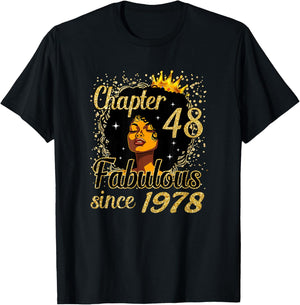 Chapter 48 Fabulous Since 1978 48th Birthday for Girls Women T-Shirt - T-Shirt | Black