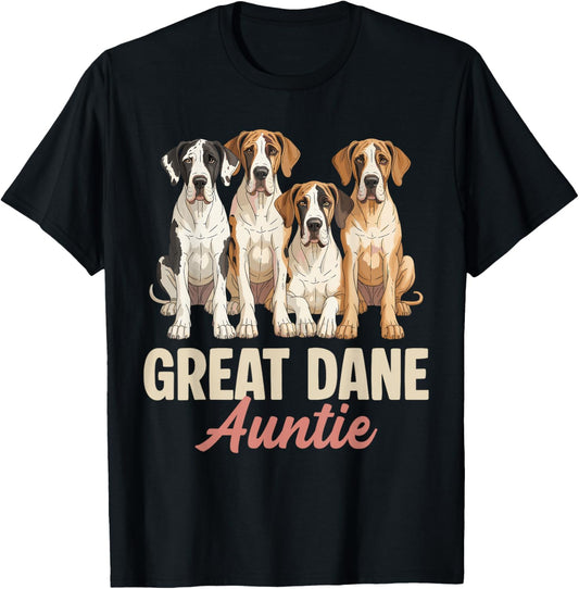 Great Dane Auntie Funny Dog Lover Retro Puppy Owner Women T-Shirt - T-Shirt | Black