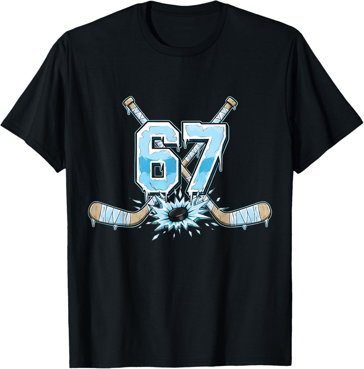 67 Hockey Drip Six Seven Meme 6 7 Boys Teens Kids Ice Hockey T-Shirt - T-Shirt | Black