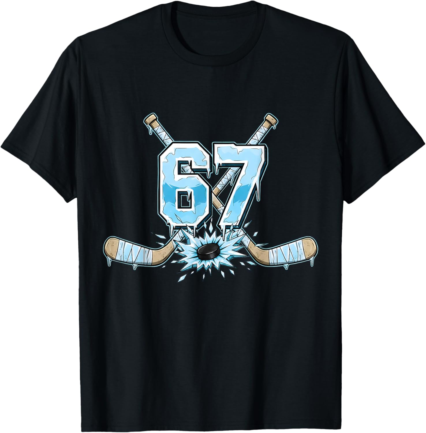 67 Hockey Drip Six Seven Meme 6 7 Boys Teens Kids Ice Hockey T-Shirt - T-Shirt | Black