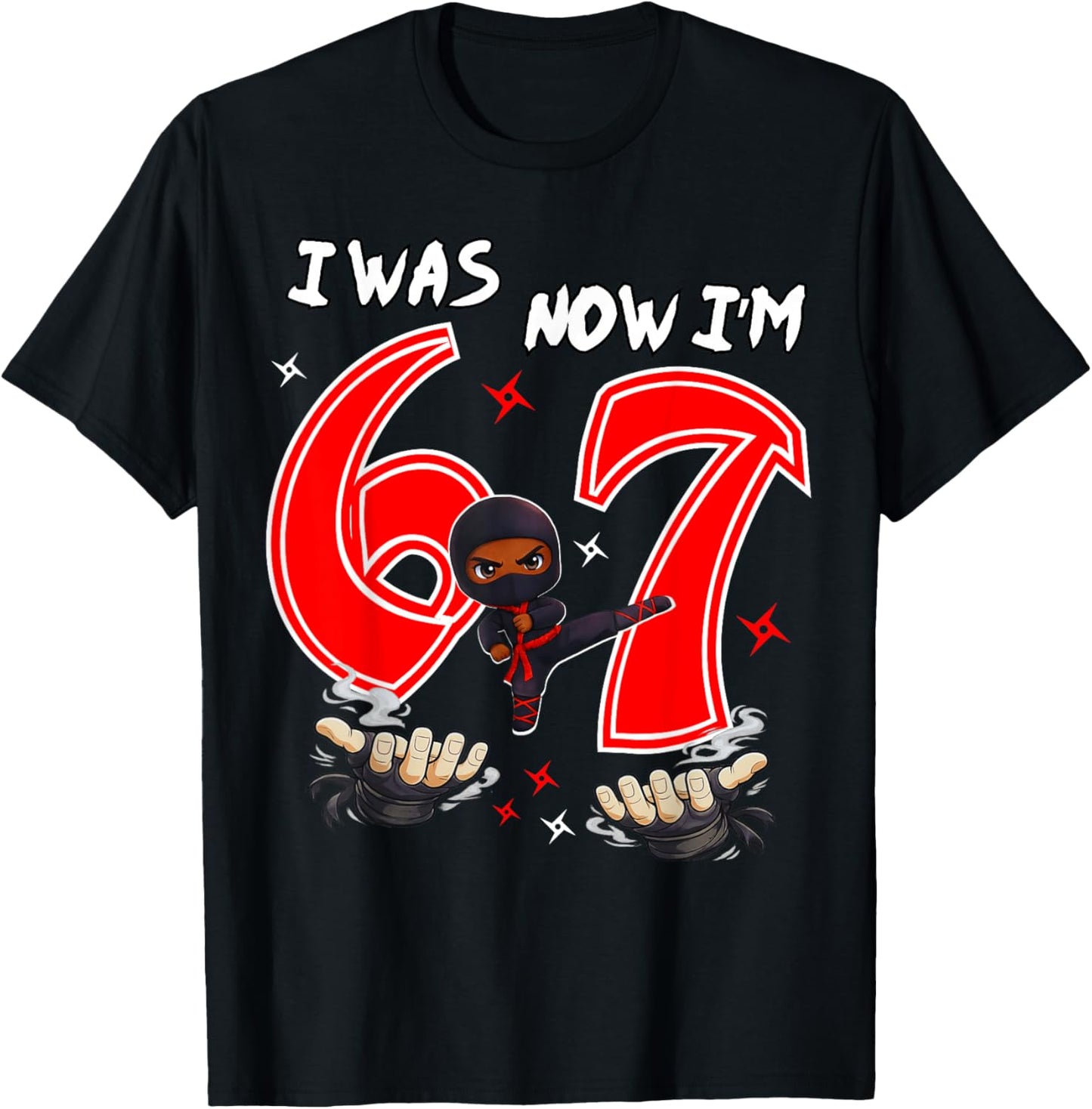 I was 6 Now I'm 7 Ninja 7th Birthday T-Shirt - T-Shirt | Black