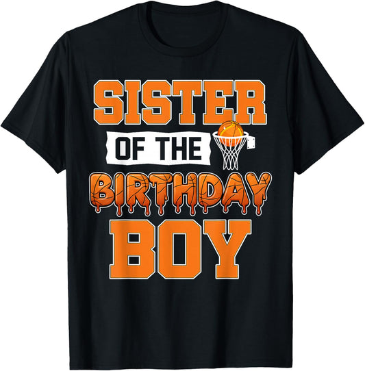 Sister of The Birthday Boy Matching Basketball Player Family T-Shirt - T-Shirt | Black