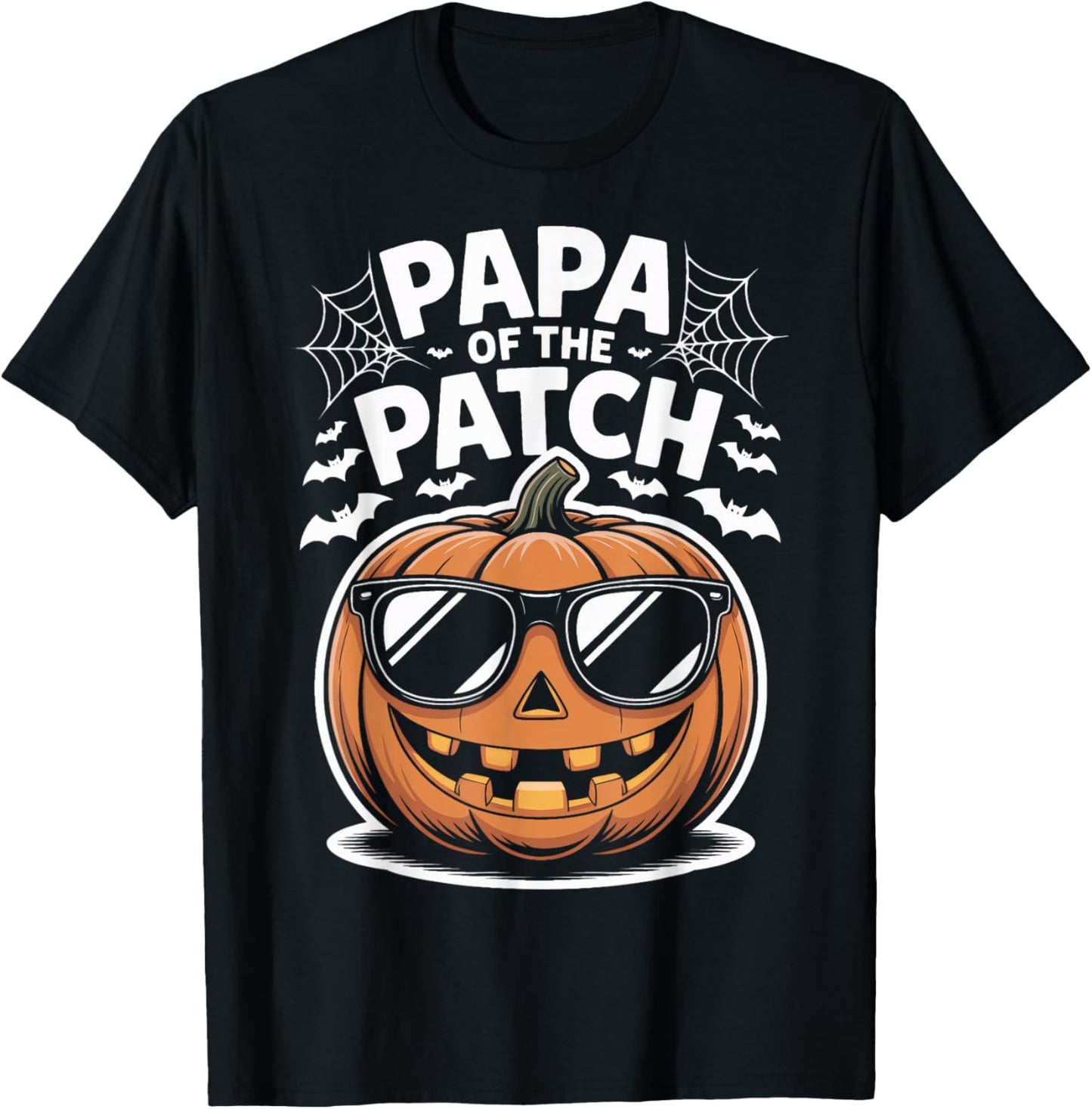 Papa of The Patch Cool Fall Pumpkin Daddy Halloween T-Shirt - T-Shirt | Black
