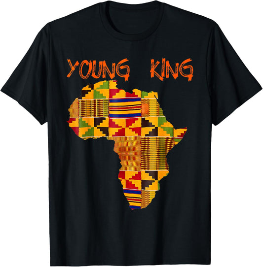 Black History Young King Africa Map African Boys Kids Men T-Shirt - T-Shirt | Black