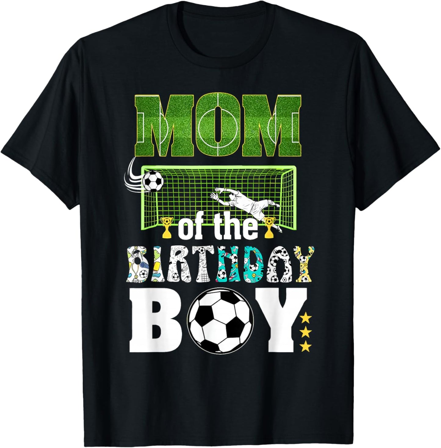 Soccer Birthday Party Mom of The Birthday Boy T-Shirt - T-Shirt | Black