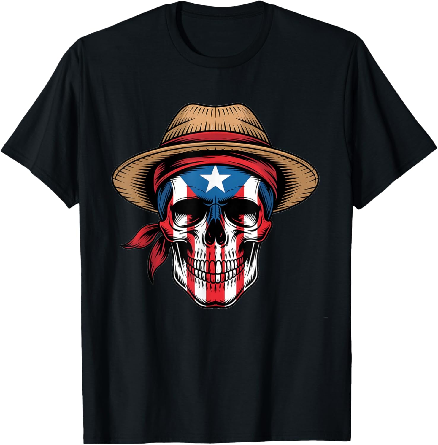 Puerto Rico Flag Boricua Puerto Rican Skull Taino Pride T-Shirt - T-Shirt | Black