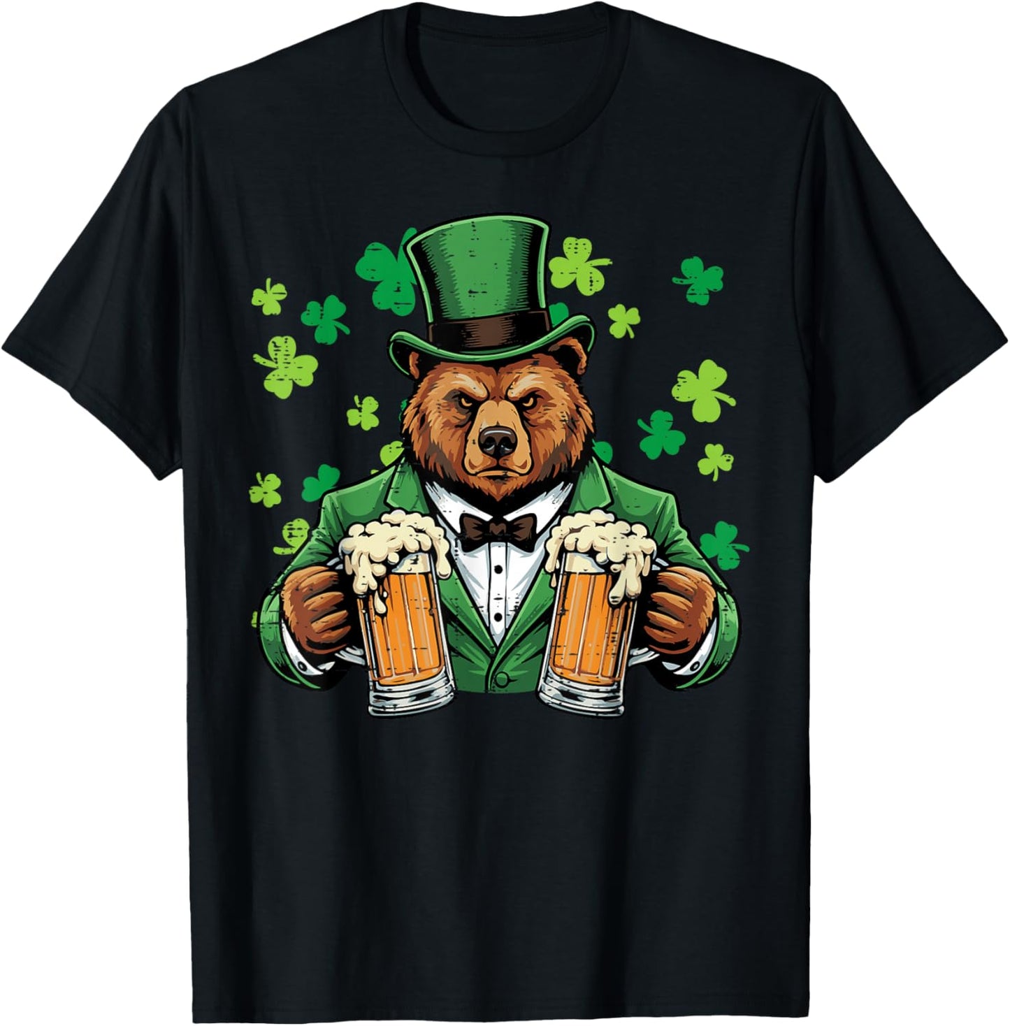 St Patricks Day Bear Funny Irish Pub Paddys Men Women T-Shirt - T-Shirt | Black