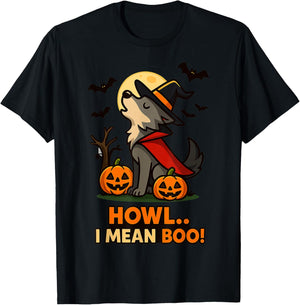 Funny Wolf Halloween Costume – Howl I Mean Boo Quote T-Shirt - T-Shirt | Black