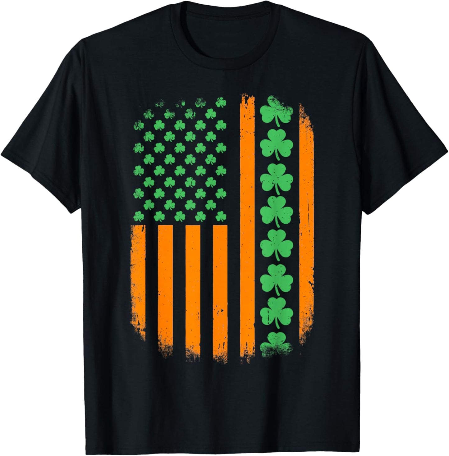 Shamrock Irish American Flag T-Shirt - T-Shirt | Black