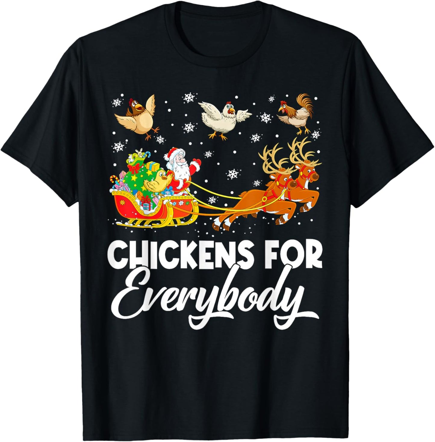 Chickens for Everybody Santa Sleigh Merry Christmas Pajamas T-Shirt - T-Shirt | Black
