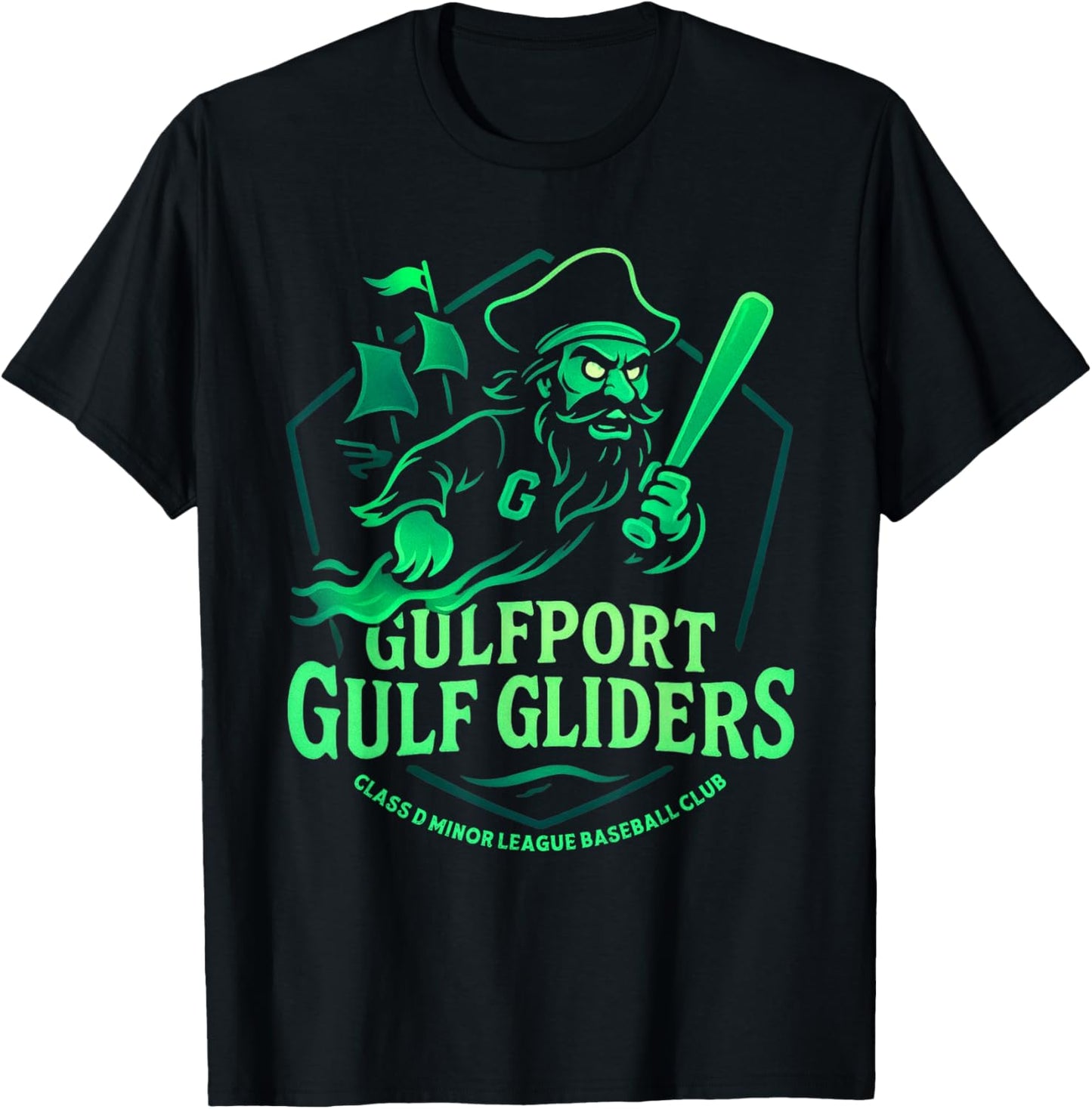 Gulfport Gulf Gliders Minor League Baseball Team T-Shirt - T-Shirt | Black