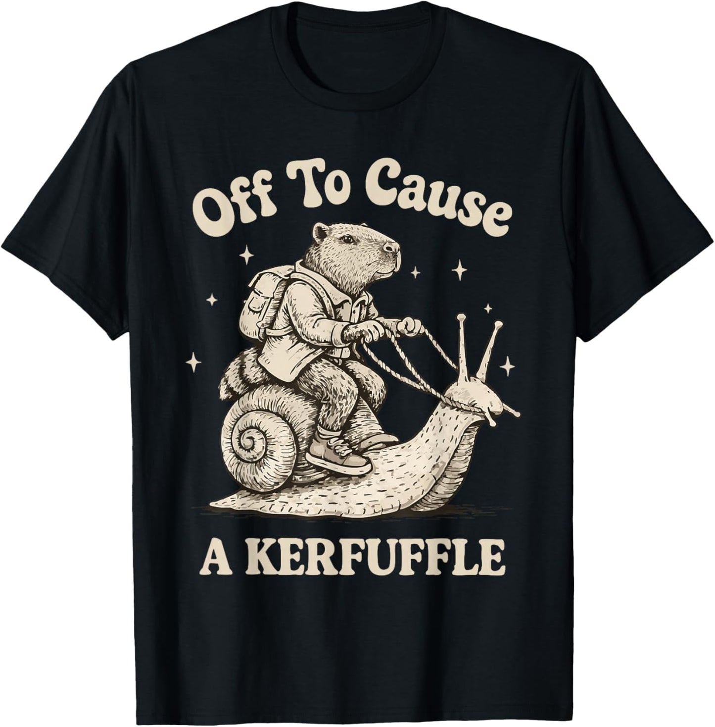 Off to Cause A Kerfuffle Wizard Whimsical Capybara Meme T-Shirt - T-Shirt | Black