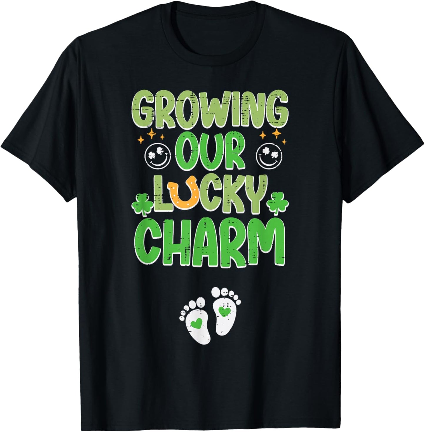 St Patricks Day Pregnancy Growing Our Lucky Charm Women Men T-Shirt - T-Shirt | Black