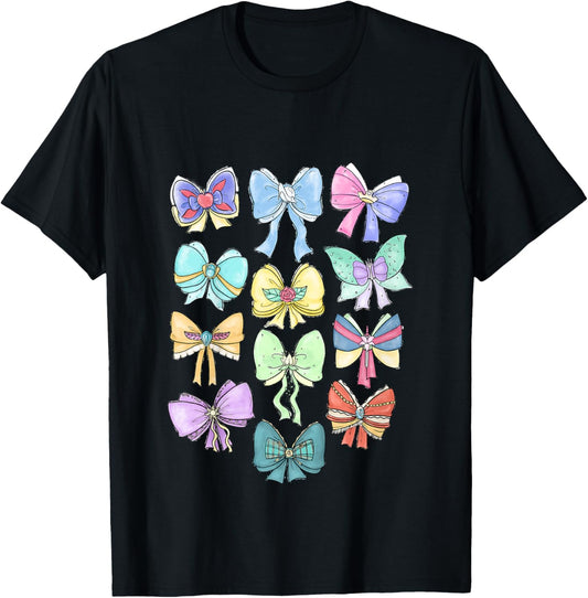Disney Princess Cute Ribbons and Bows Pastel Colors Logo T-Shirt - T-Shirt | Black