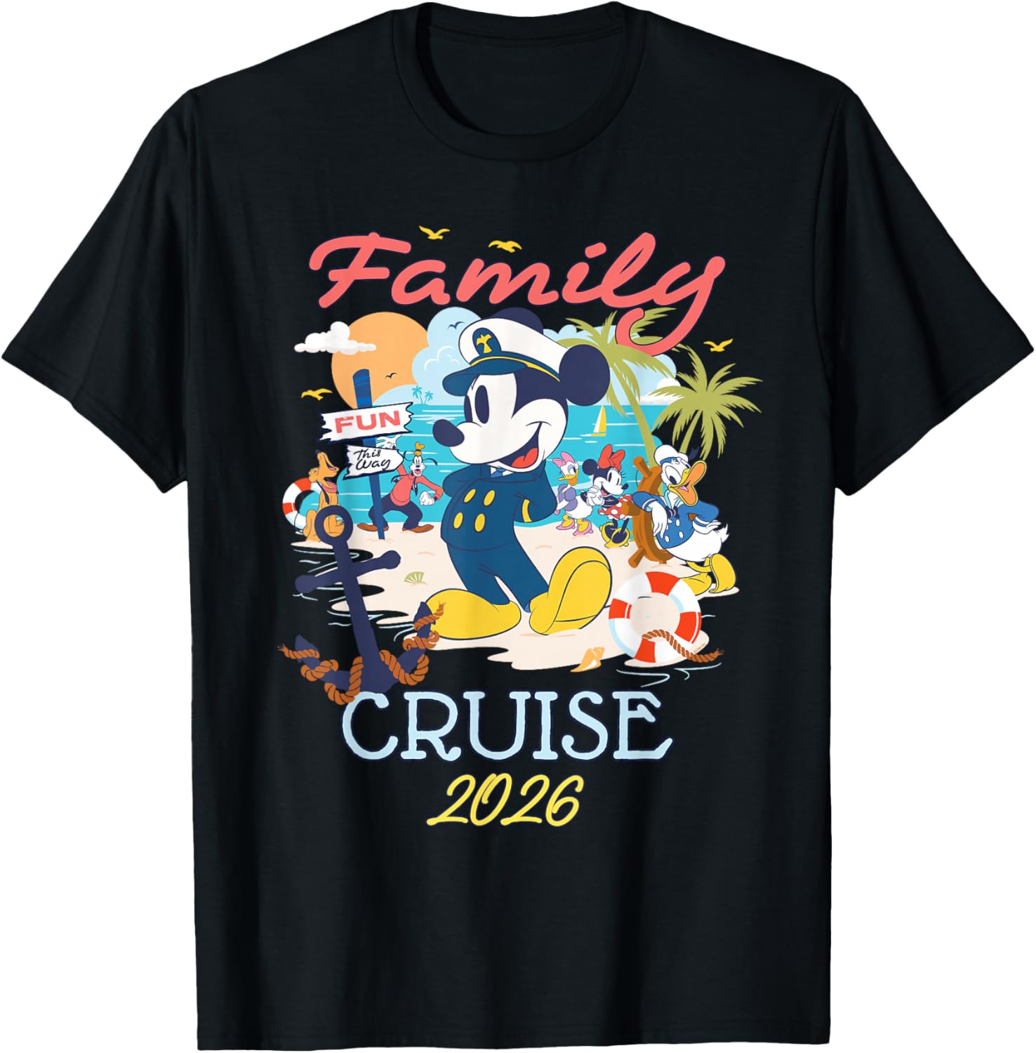 Disney Mickey Mouse & Friends Family Cruise 2026 Vacation T-Shirt - T-Shirt | Black