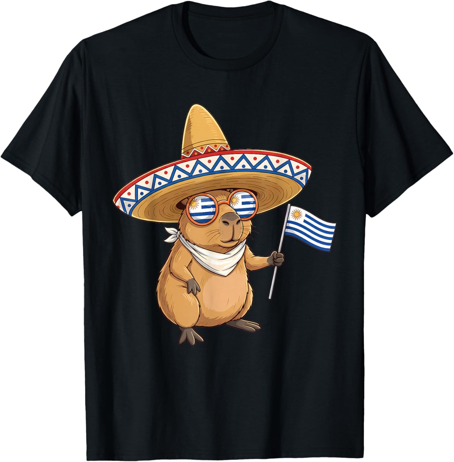 Uruguay Roots Capybara Uruguayan Flag T-Shirt - T-Shirt | Black