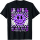 in April We Wear Purple for Military Smile Face Women Kids T-Shirt - T-Shirt | Black