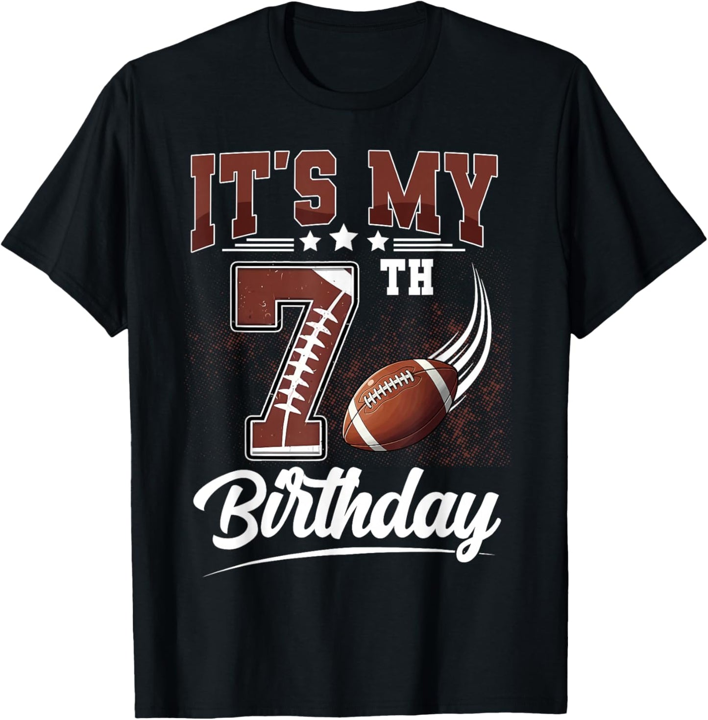 Kids It's My 7th Birthday Boy Football Lover 7 Year Old Boys T-Shirt - T-Shirt | Black