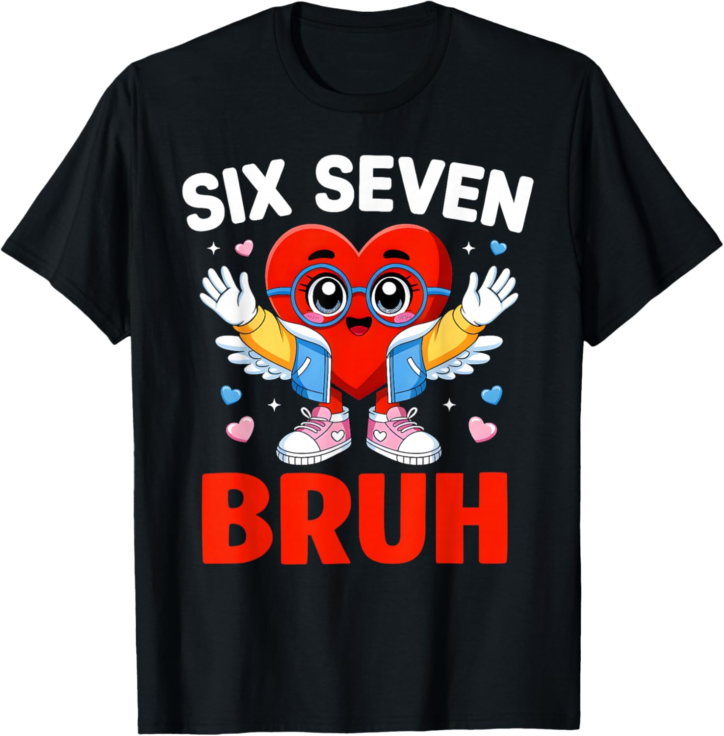 Bruh 67 Six Seven Meme Funny Valentines Day Boys Girls Kids T-Shirt - T-Shirt | Black