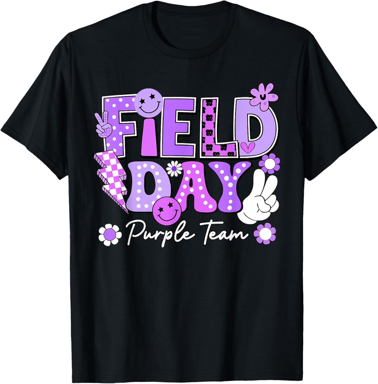 Field Day Purple Team Funny for Teacher Kids Field Day Games T-Shirt - T-Shirt | Black