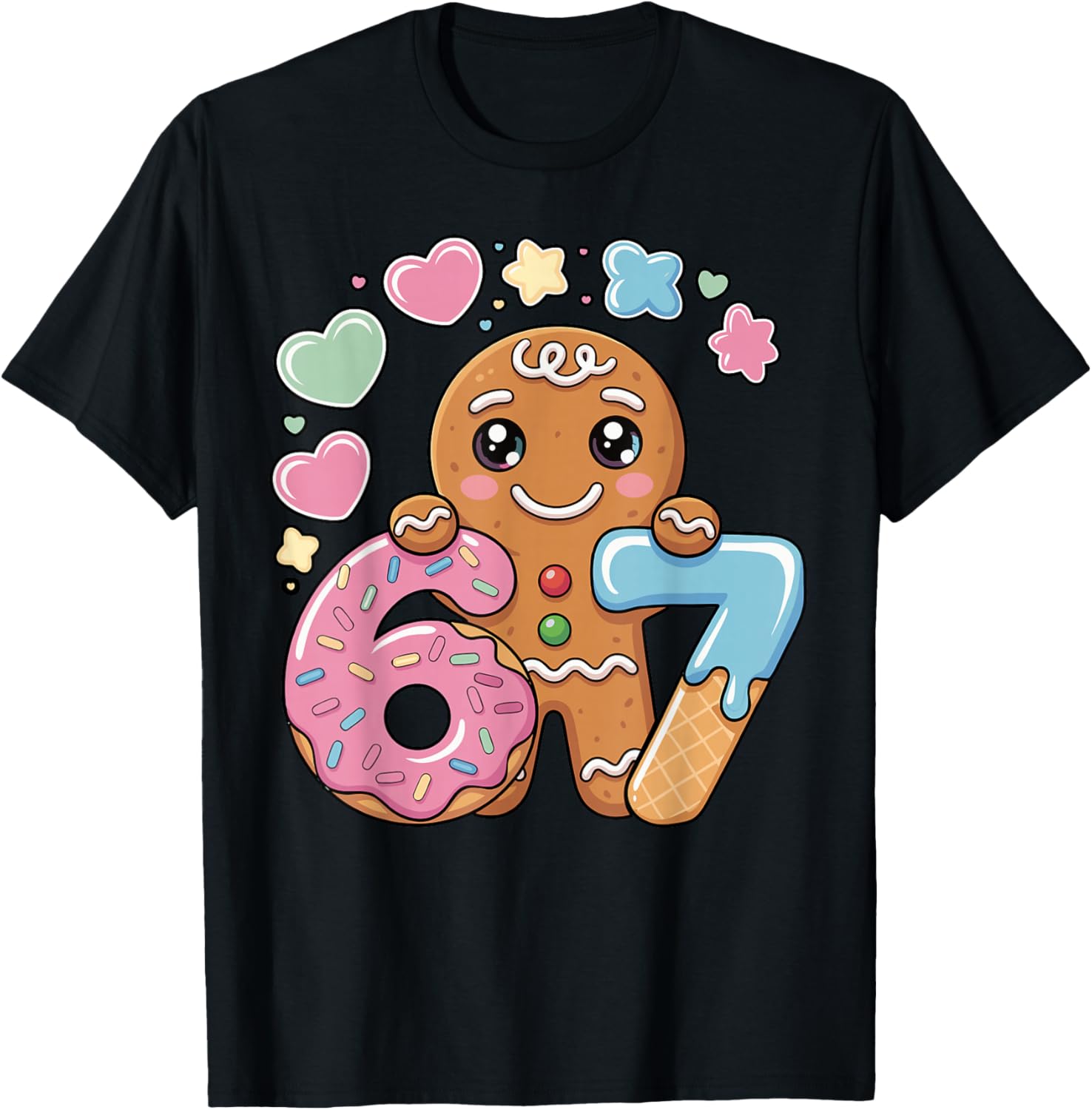 67 Gingerbread Ice Cream Drip Pun Cookies Kids Men Women T-Shirt - T-Shirt | Black