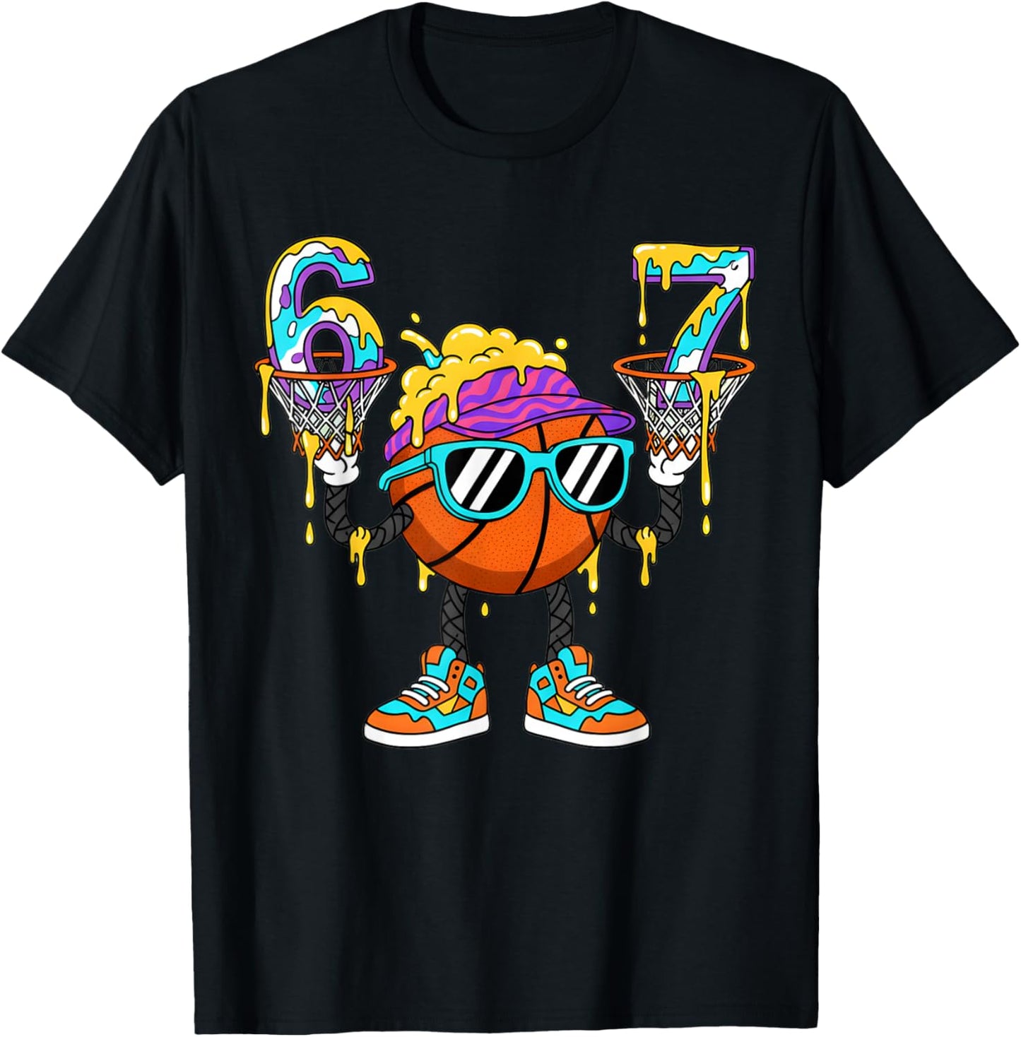 Cool Basketball 67 Kids Ice Cream Drip Funny Six Seven Boys T-Shirt - T-Shirt | Black