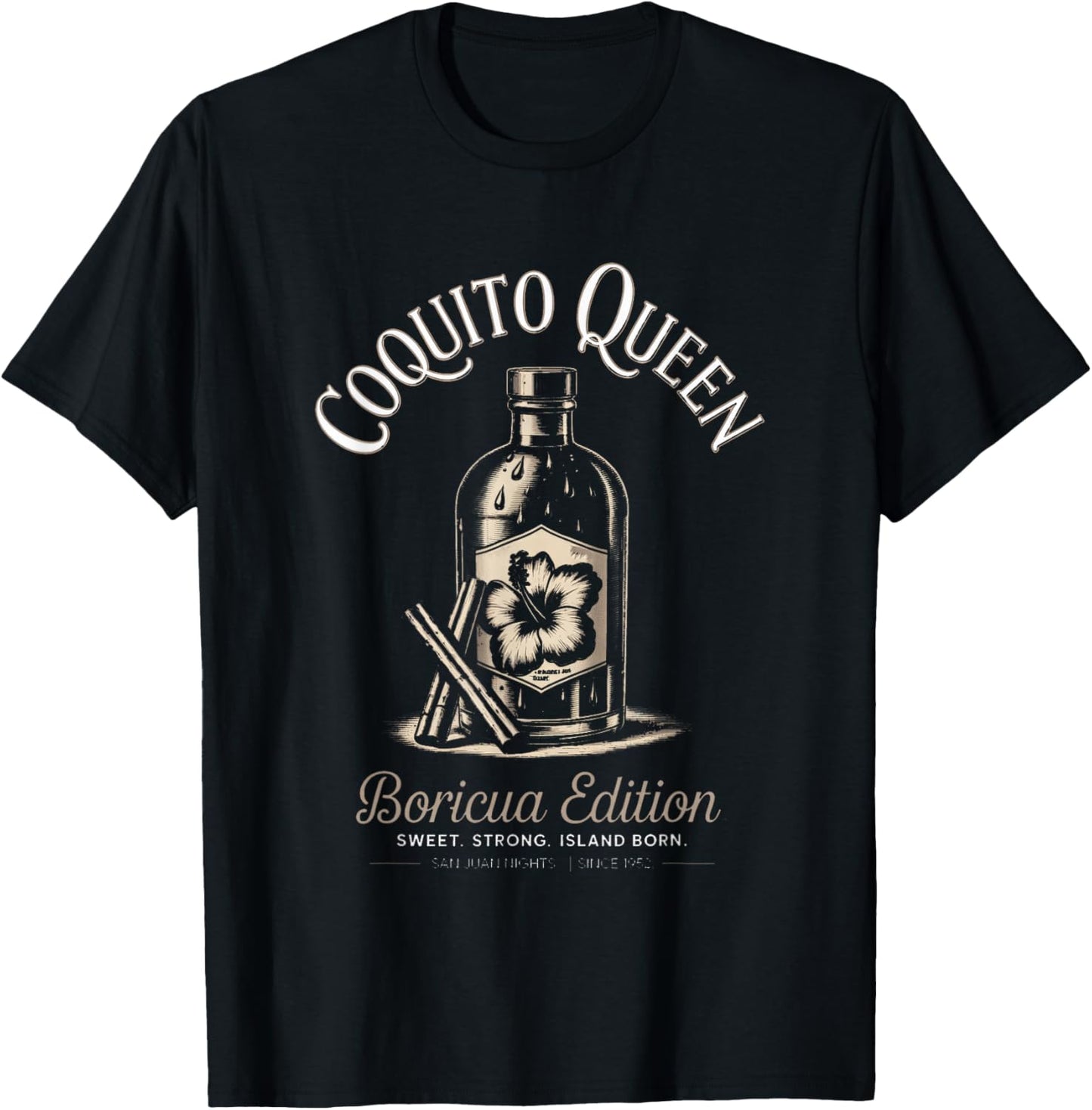 Puerto Rico Heart Boricua Coquito Queen Bori Pride T-Shirt - T-Shirt | Black