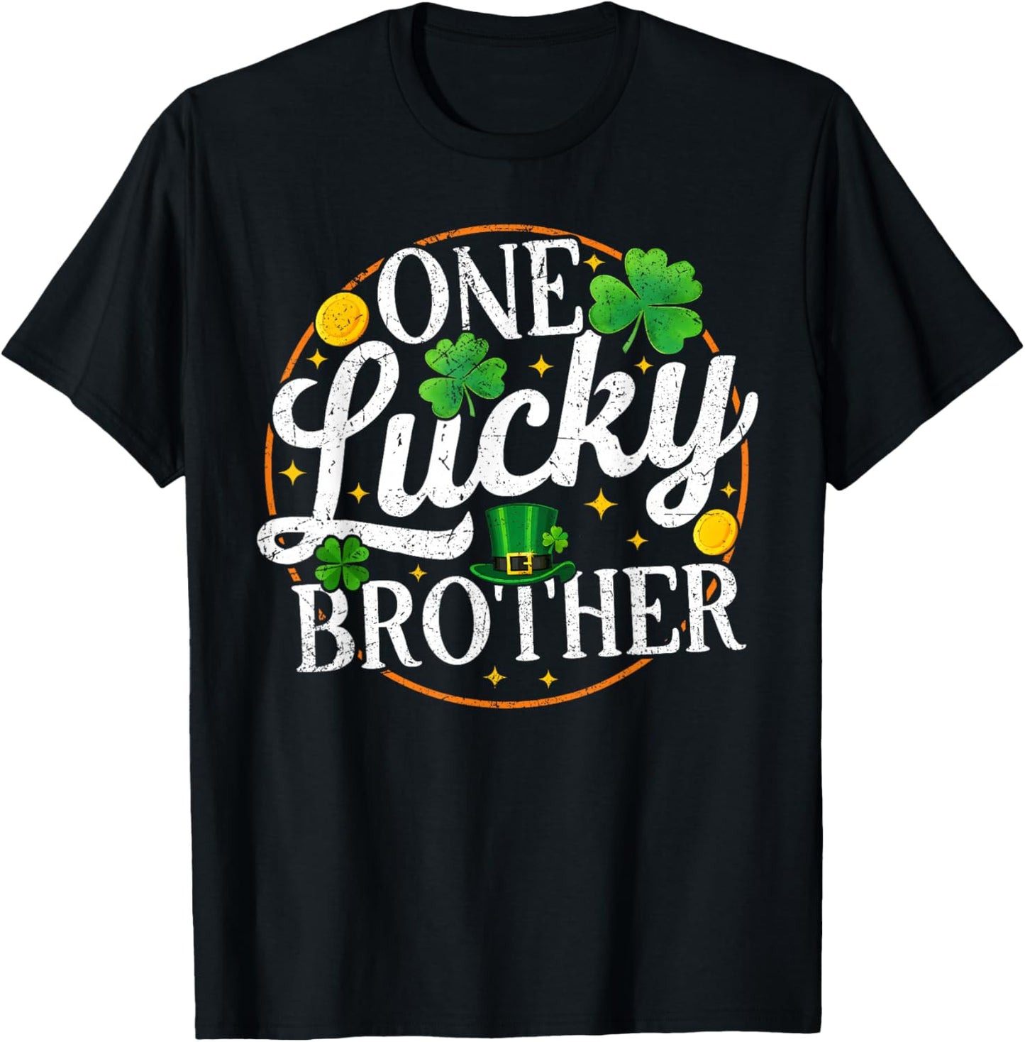 One Lucky Brother St Patricks Day Shamrock Family Matching T-Shirt - T-Shirt | Black