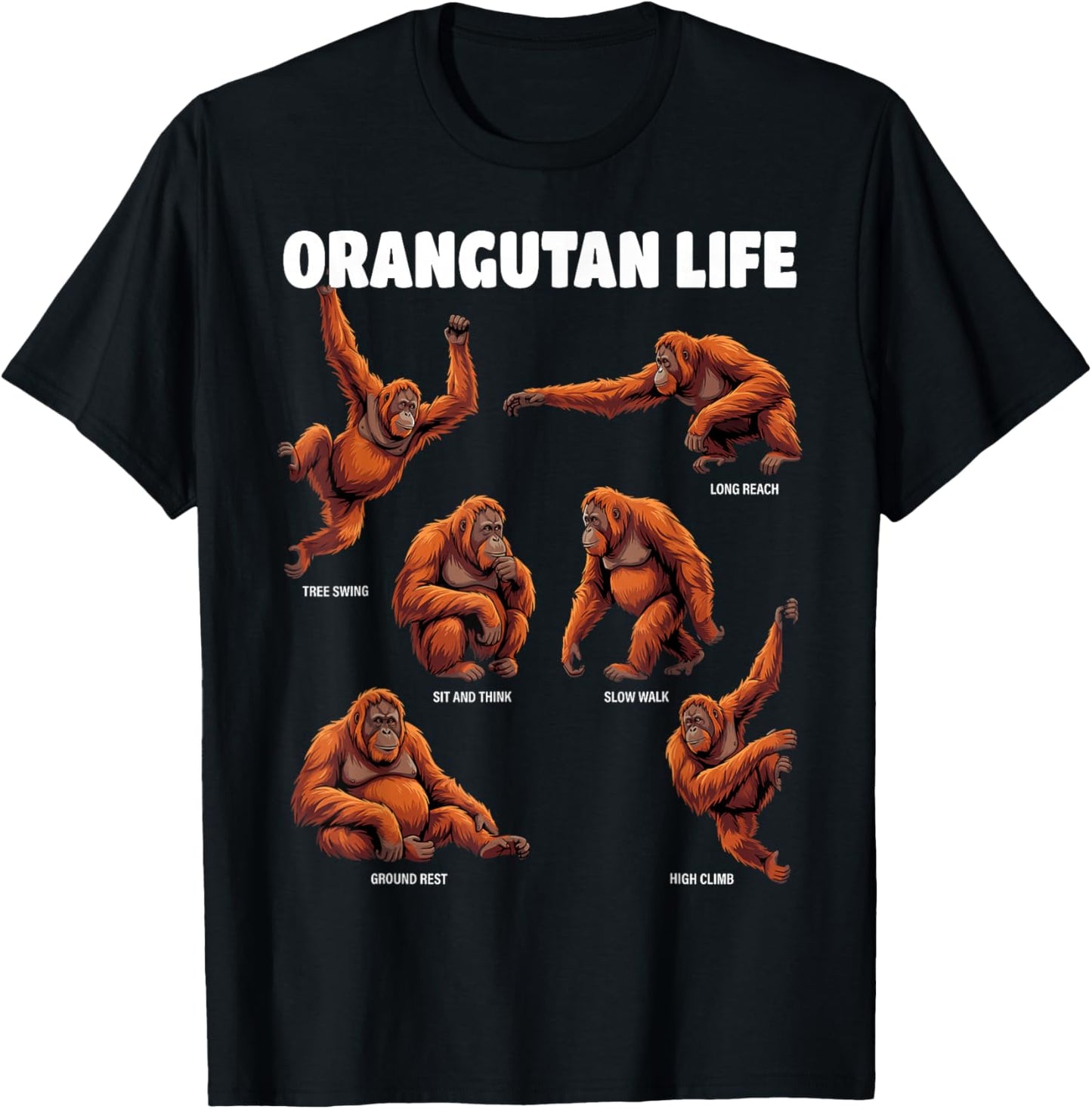 Orangutan Life Funny Ape Behavior Women Kids T-Shirt - T-Shirt | Black