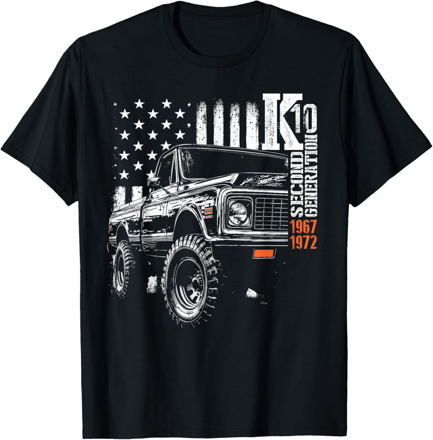 1967-1972 Second Generation K10 / C10 4x4 Custom Grill USA T-Shirt - T-Shirt | Black