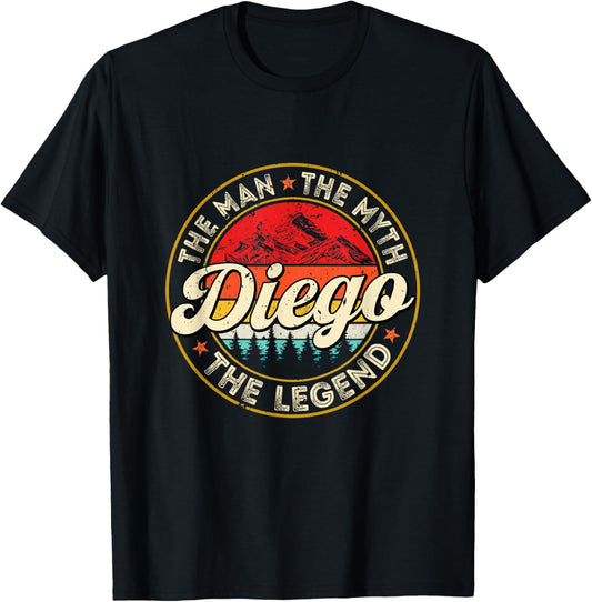 Diego The Man The Myth The Legend Personalized Name T-Shirt - T-Shirt | Black