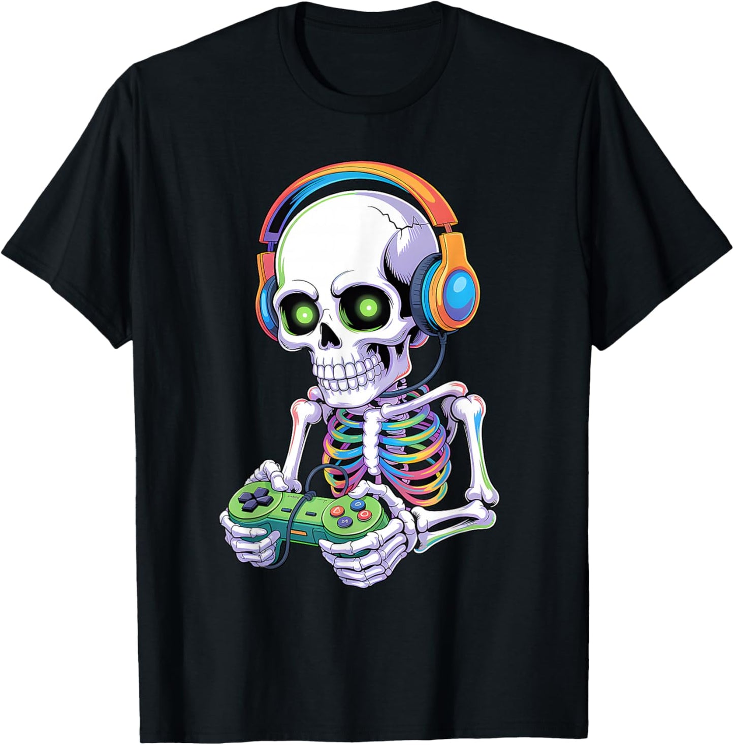 Gamer Skeleton Video Games Boys Teen Gaming Skeleton Lover T-Shirt - T-Shirt | Black